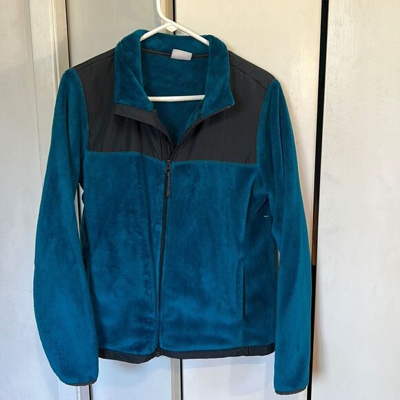 Danskin Now Teal Blue Fleece Zip Up Jacket L 12-14 - Picture 1 of 6